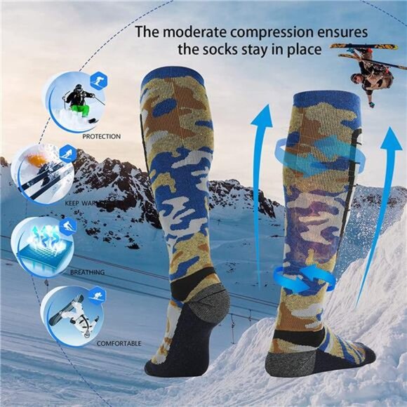 3 Pairs Men's Wool Ski Socks - Picture 4 of 6